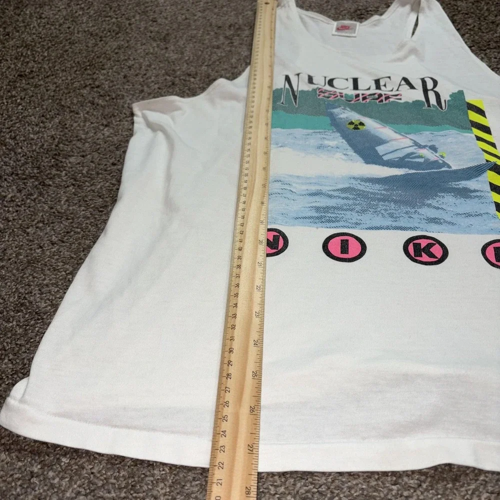 Vintage Nike Shirt Mens XL White Nuclear Surf Graphic Tank Top USA 80s 90s